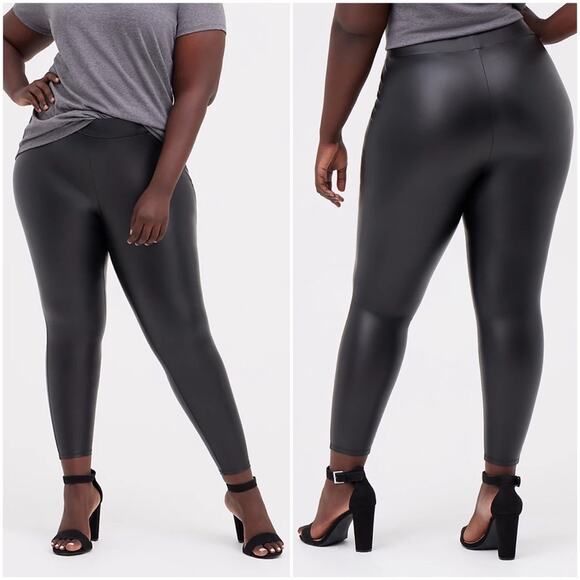 Torrid Platinum Faux Leather Black Leggings - Picture 1 of 6